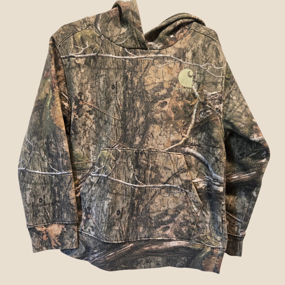 Carhartt Boys Camo Pullover Hoodie Mossy Oak Break-Up Country Size 5 TS6470-B